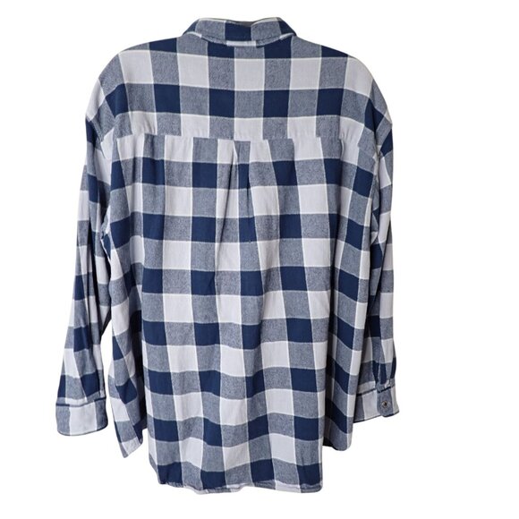 Levi's Silvertab Oversized Men's XXL Long Sleeve Flannel Shirt Blue Plaid - Picture 6 of 7